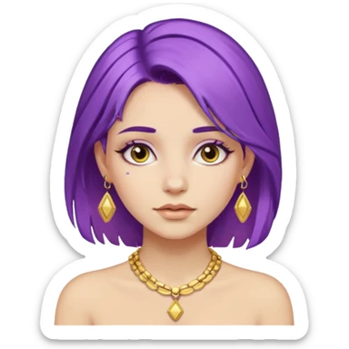 girl with purple hair jewelry sticker