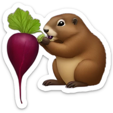 a marmot drinking a beet sticker