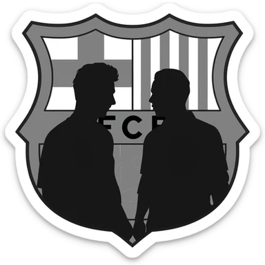barcelona black and white logo clean with messi and neymar on background sticker