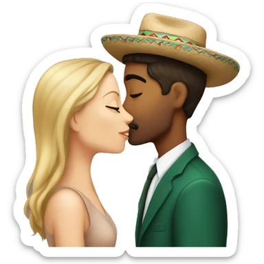 White girl and Mexican guy kissing sticker