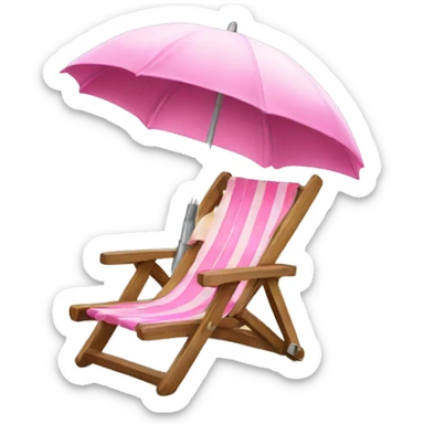 beach chair with pink umbrella sticker