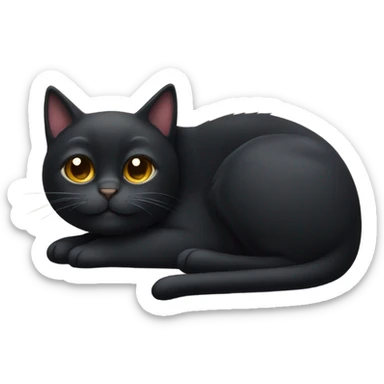 Black sleepy cat sticker