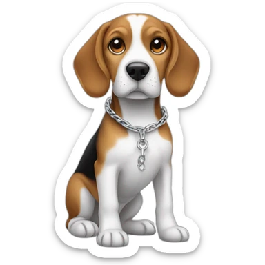 beagle dog with a silver chain on sticker
