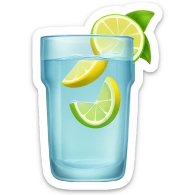 Un vaso de agua transparente con rodajas de limón sticker