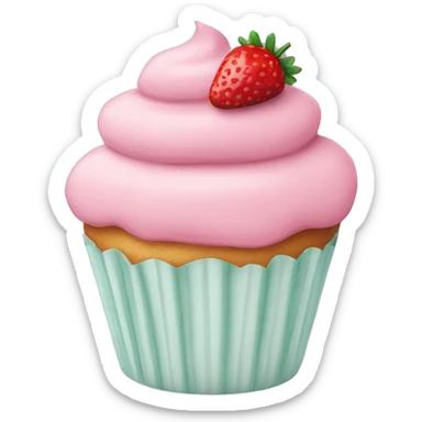 birthday pastel pink strawberry capcake  sticker