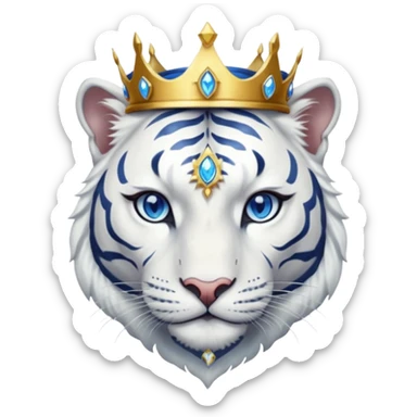 ESO Female white tiger khajiit leader of the umbral rose, blue eyes, blue 'third eye' gem, something symbolizing leadership ruling sticker