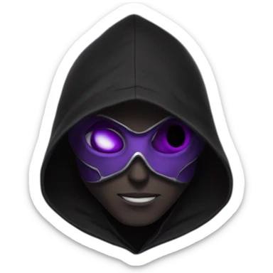 Dominus black hoddie purple eyes sticker
