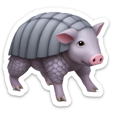 Lavender gray Pig armadillo darth Vader fanned tail feathered tail pig armadillo darth Vader face sticker
