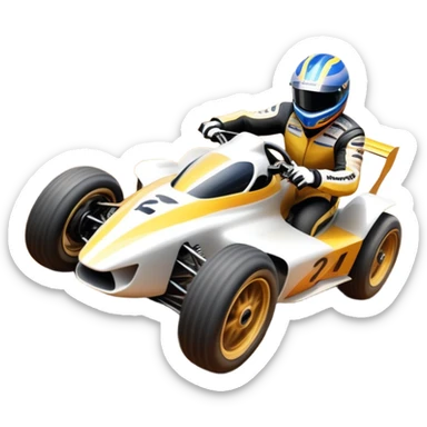 A high-speed racing car or motorcycle zooming down a track, leaving a trail of dust and excitement. The scene conveys energy and adrenaline, with blurred motion showing the speed and precision of motorsport, set against a dynamic racing track backdrop. sticker