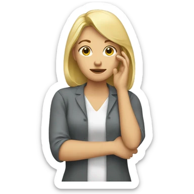 A blonde woman who places her hand on her forehead  sticker