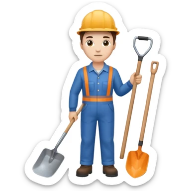 человек стоит с лопатой sticker