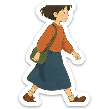 ghibli style person walking sticker