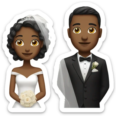 couple in wedding attire sticker