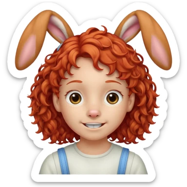 kid with braces bunny eared red haired curly sticker