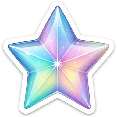 Sparkly glossy Pastel iridescent glass crystal estrella sticker