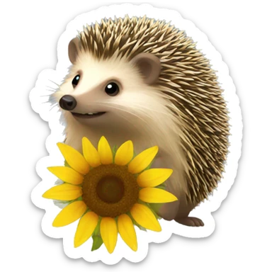 Hedgehog sunflower sticker