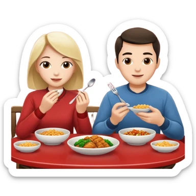 ligth couple having dinner at a Chinese restaurant sticker