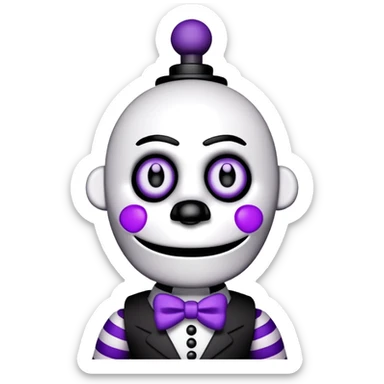 The Puppet Marionette from Five Nights at Freddy's with white face and purple tears sticker