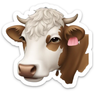 Chat qui dort sur une vache sticker