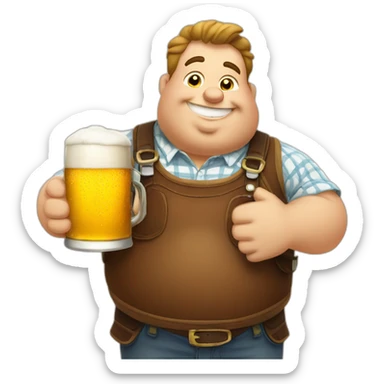 chubby guy drinking beer at oktoberfest sticker
