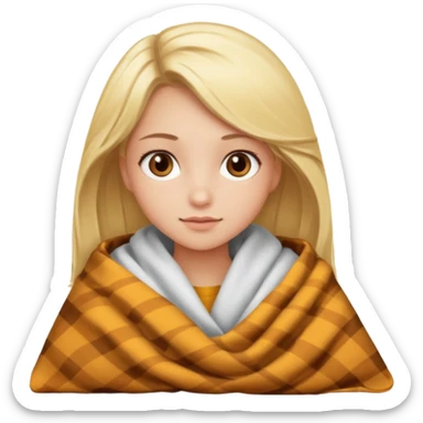 Chica rubia de ojos café y con una manta por el frío  sticker