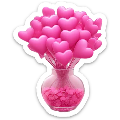 10000000 huge pink hearts on stems in a clear glass vase sticker
