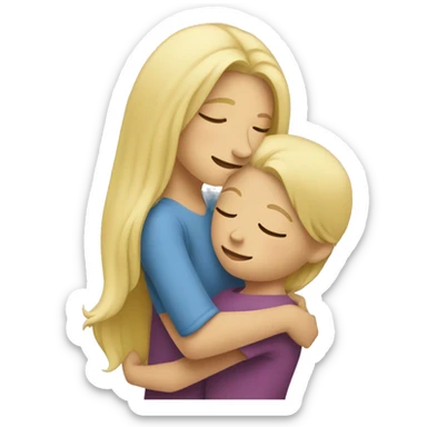 blonde woman hugging child sticker