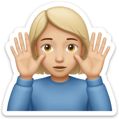 Covering the face with hands and peeping through your finger sticker