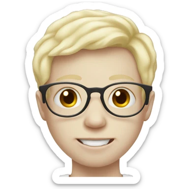 autistic albino with glasses and braces sticker