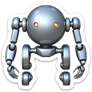 completely symmetrical 4 legged robot. center sphere with 4 evenly spaced legs extending from each side sticker