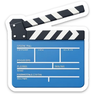 minimalist blue and white film clapperboard, geometric shapes only sticker