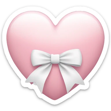 Soft pink Heart with white bow sticker