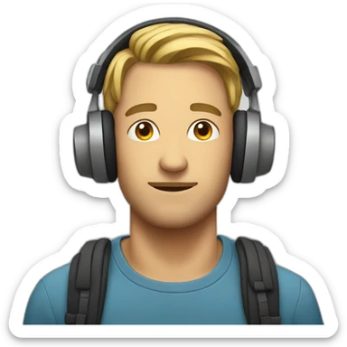 man in headphones sticker