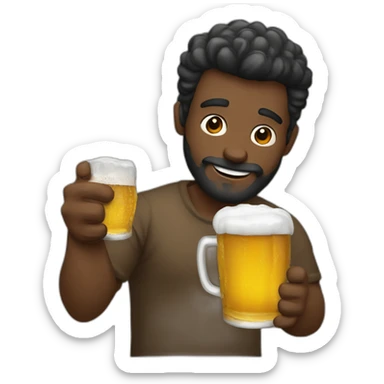 hombre con pelo negro fumando y bebiendo cerveza sticker
