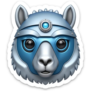 a llama robot face that has some detective features in blue silver colours  sticker