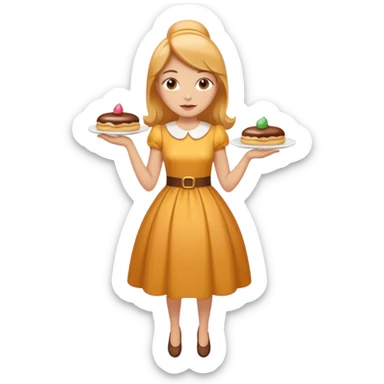Create a Fusion of Butterscotch éclair snd female woman sre combine into new object sticker