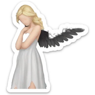 Fallen angel with black wings sticker