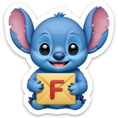 Stitch with the alphabet f sticker