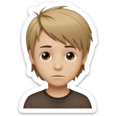 boy with dark blonde hair emo, shirt color brown sticker