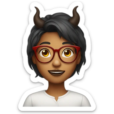 Devil young girl with glasses and horns sticker