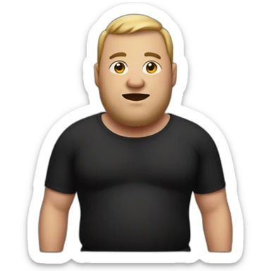 Make fat man wearing all black without a tshirt and holding a iphone sticker