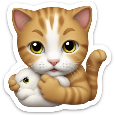realistic cat holding animal sticker