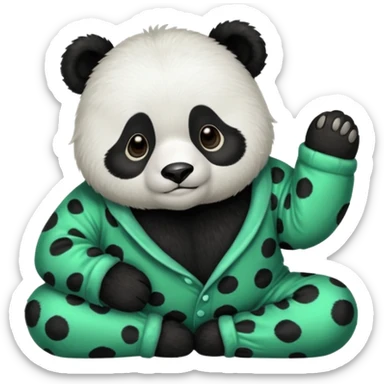 make a cute dark green panda with some pjs laying downmake a cute dark green panda  with some pjs laying down sticker
