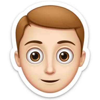 Funny caricature style cartoon, big eyes, happy face sticker