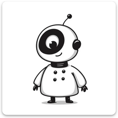 cute AI assistant robot doodle sticker