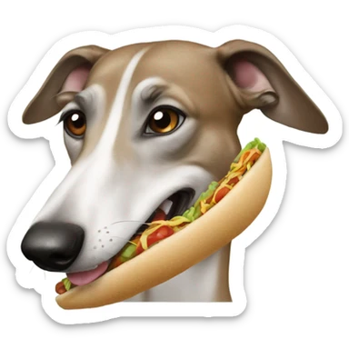 Happy greyhound with taco sticker
