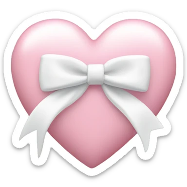 Pastel pink heart with white bow sticker
