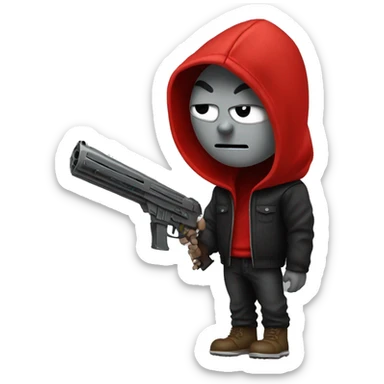 Metal man with gun red hoodie  sticker