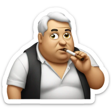 fat lazy guy smoking cigar sticker