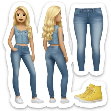 jeans and a cute top outfit  sticker